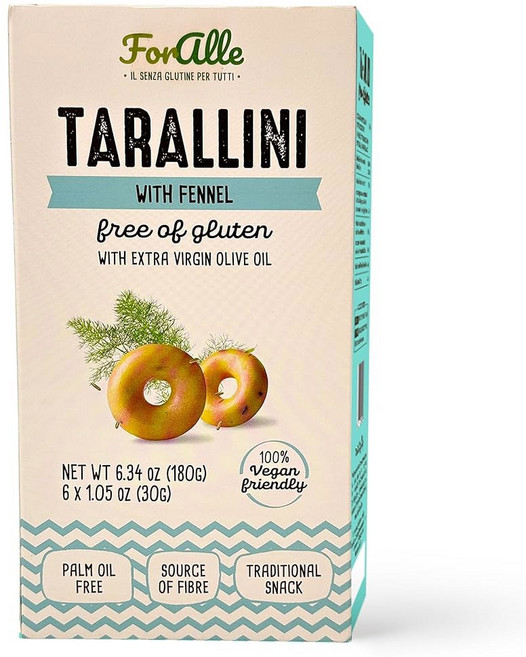 페넬과 엑스트라 버진 올리브 오일이 함유된 알레 글루텐 프리 타랄리니 6x1 05 (6 34 ) u2013 전통 이탈리아 퍼글리시 스낵 오븐에 구워짐 프리, 6 34 Ounce (Pa of 1), 30g