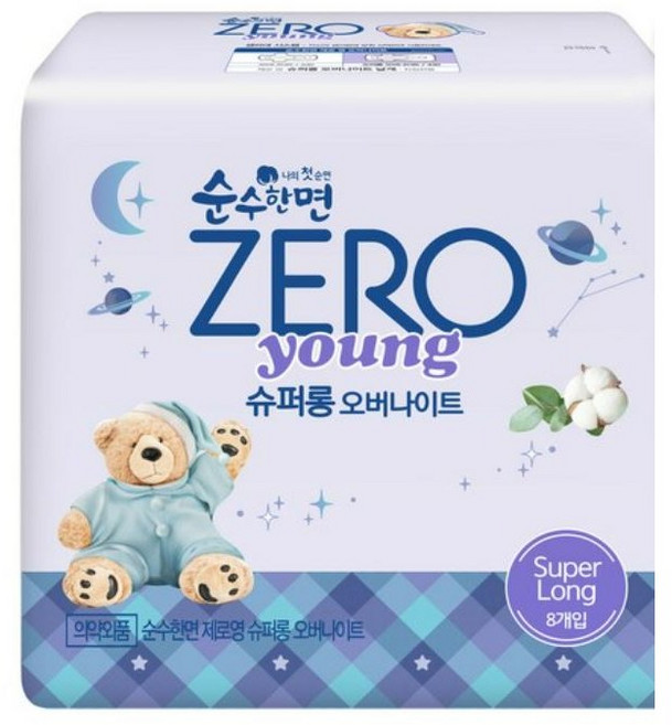 순수한면 제로영 슈퍼롱 오버나이트, 8개입, 1개