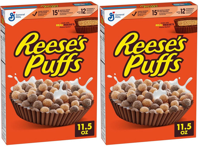 Reeses Puffs Cereal 리세스 초코 피넛버터 시리얼, 2개, 326g