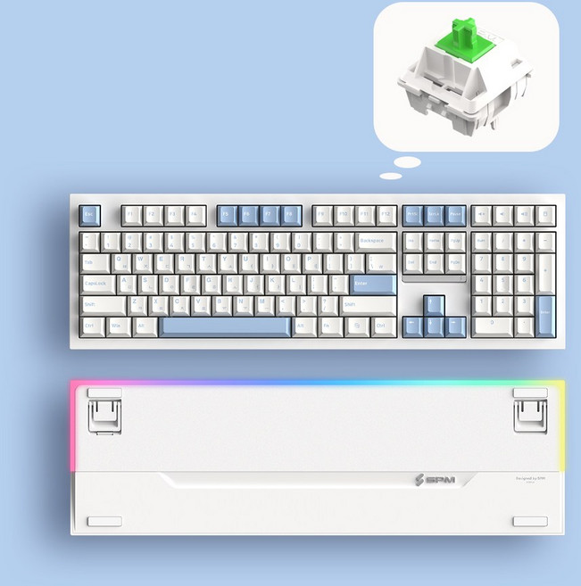 SPM PL108W 아라 풀배열 108키 숫자키 유무선 블루투스 사무용 기계식키보드, PL108W 아라 (화이트 몽돌), 화이트
