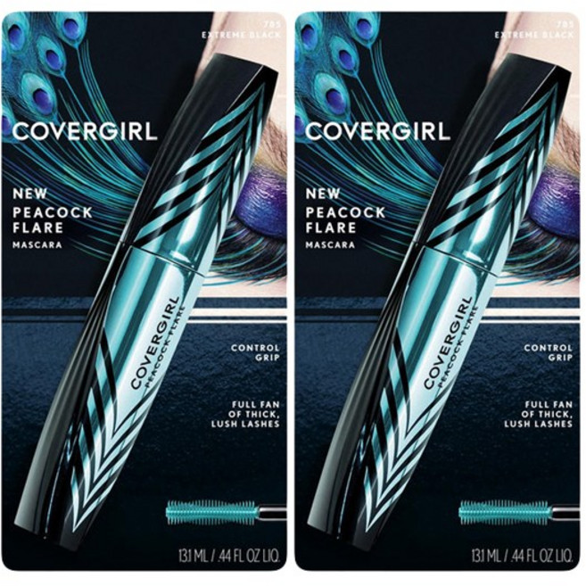 커버걸 피콕 플레어 마스카라 10ml, Extreme Black, 2개