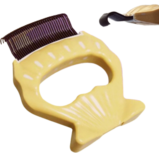 키앤 고양이 털 싹쓸이 갈고리 조개빗, 1개, 브라운