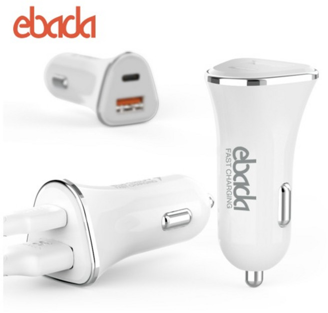 에바다 차량용 PD+퀄컴 퀵차지 3.0 듀얼포트 초고속충전기 36W eb17, 1개