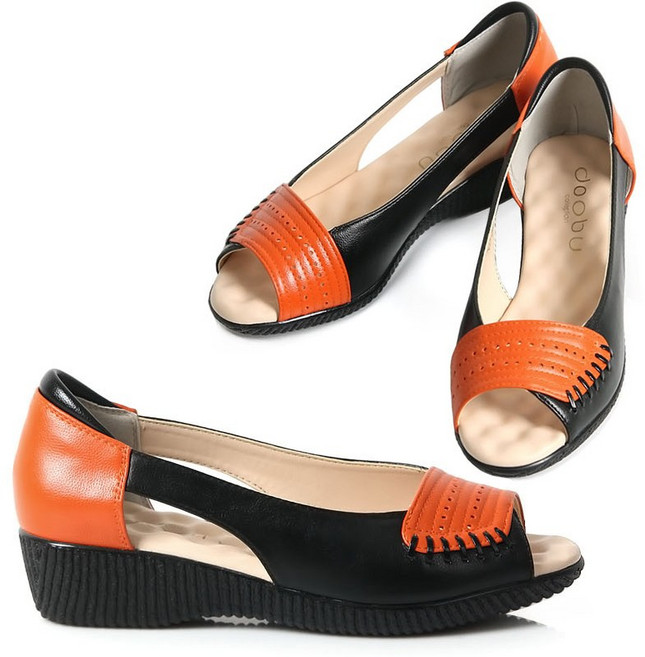 마이슈 발편한 토오픈 여성 4cm 통굽단화 가벼운 펌프스 여름로퍼 여자 플랫슈즈