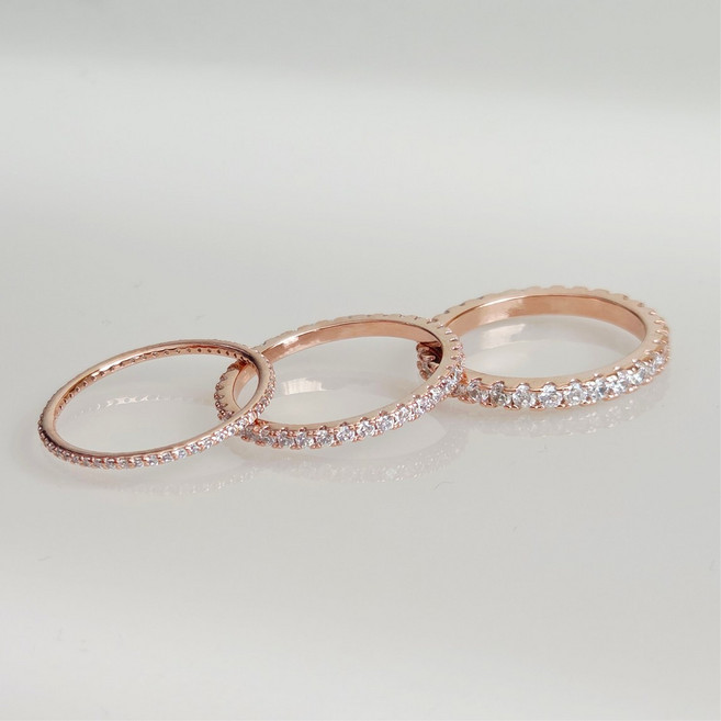 가드링 테니스 반지 큐빅 레이어드 링 ( 1mm 2mm 2.5mm )