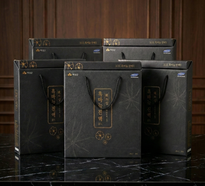 경북의성군 흑마늘 진액골드 선물세트 5개(개별 쇼핑백), 150개
