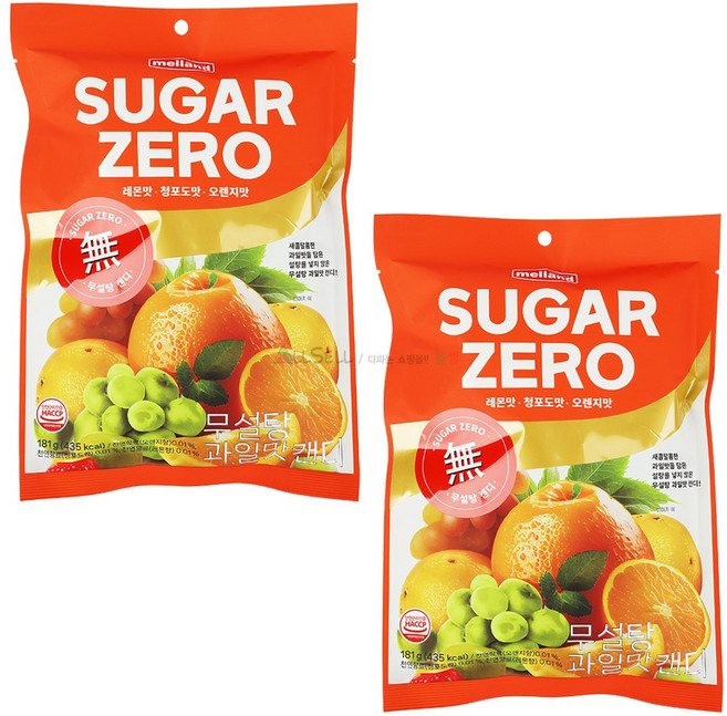 멜랜드 무설탕 캔디 사탕 무설탕 과일맛(181g) 저칼로리, 181g, 2개