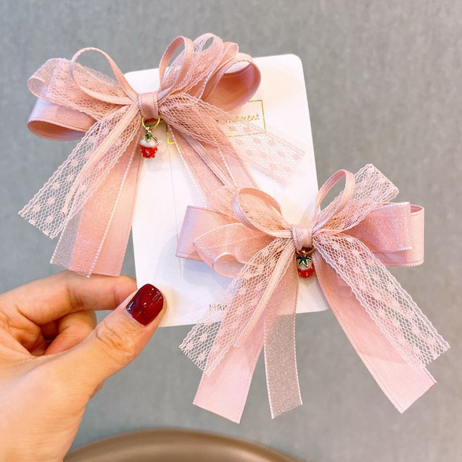 도니주니 로리타 딸기 방울 레이스 리본 집게핀