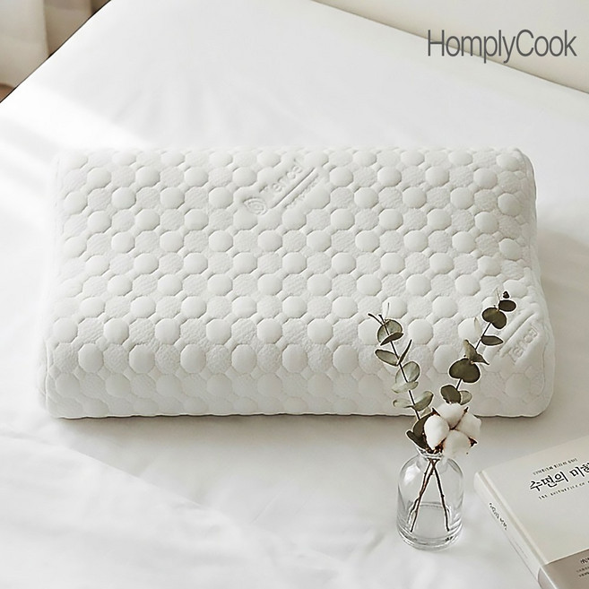 홈플리쿡 국산 경추베개 텐셀 거북목 일자목 목디스크 3D오픈 셀 메모리폼 베개, 텐셀화이트, 1개