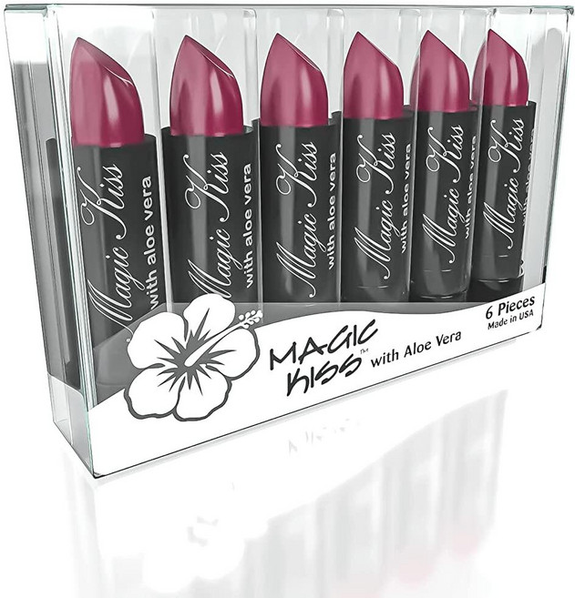 Magic KISS 키스 색상 변경 립스틱 6개 팩 오래 지속되는 영양 입술 모이스처라이저 알로에 베라 PH 리스틱 세트로 마법의 온도 변화 미국산 (핑크), 퍼플