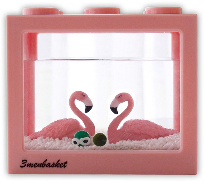 세남자바스켓 플라밍고세트-인디핑크 블럭어항-흰색자갈-국산 마리모(소), 1개