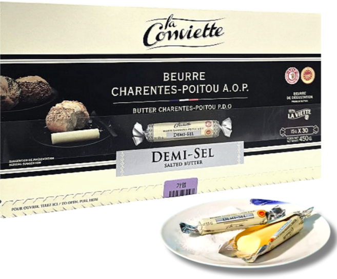 라꽁비에뜨 가염 버터, 450g, 2개