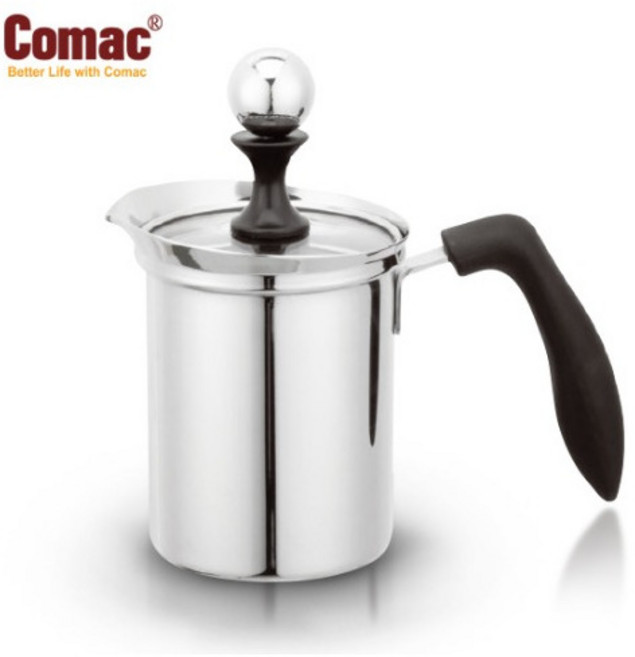 [코맥] 스텐 수동 우유거품기 (유리뚜껑) 400ml (S7) [수동우유거품기 우유스팀 우유거품기 라떼거품기 스팀우유], 상세 설명 참조, 1개