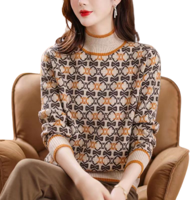 티티웍스 중년여성 겨울 하프 폴라 터틀넥 니트티