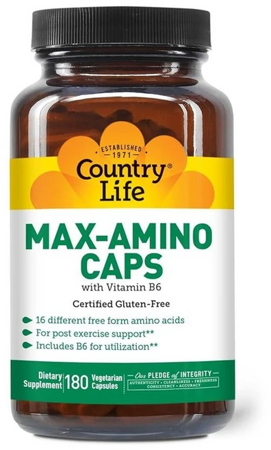 미국출고 아마존4.5+ 163996 Country Life Maxi-Amino 16가지 프리폼 아미노산 180개의 채식주의자 캡슐 글루텐 프리 인증 인증, 180 Count (Pack of 1), 1개, 180정 - 쿠팡