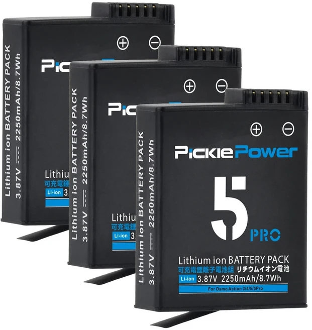 피클파워 2250mAh 배터리 DJI 오스모 360 액션 6 액션 5프로 액션 4 액션 3 카메라 호환