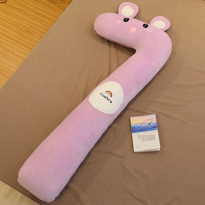 긴베개 바디필로우 ㄱ자 롱쿠션 필로우 대형 130x50cm 토끼 벨벳 100 모찌 돼지, 보라토끼 긴 쿠션 세탁 가능