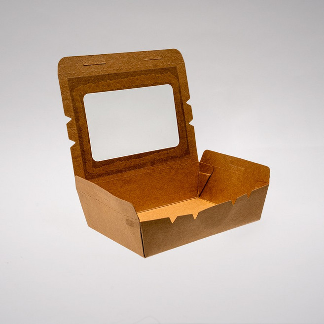 크라프트 투명창 도시락 일회용 김밥 샐러드 도시락 용기 K1600, 1개, 10개입