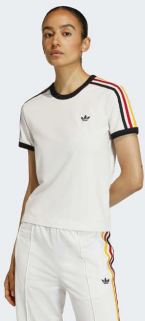 아디다스 ADIDAS 오리지널스 우먼스 3-스트라이프 슬림 티 여성반소매 여성반팔 여자반소매 여자반팔 반소매티셔츠 반팔티셔츠 삼선반소매 삼선반팔 슬림핏 KE9381