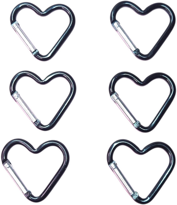 우아여우 하트 카라비너 키링 키홀더 에어팟 고리, 6개, 05 블랙