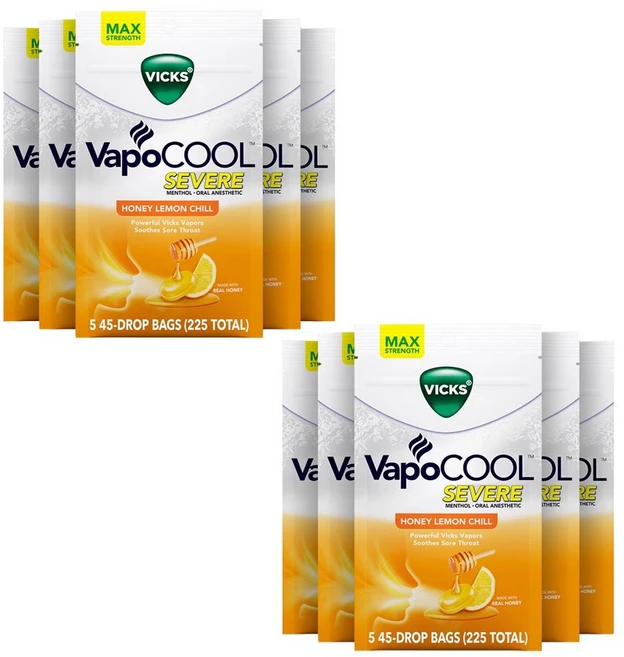 빅스 바포쿨 목 캔디 허니 레몬 칠 45개입 10팩, 10개 - 쿠팡