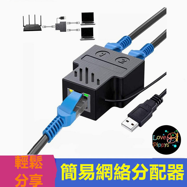 網路分配器 RJ45 輕鬆擴展網路連接, 1個, 簡易網路一分二, 簡易網路一分二