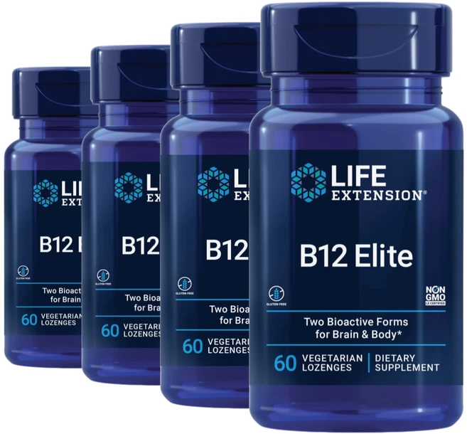 라이프 익스텐션 활성비타민B12 엘리트 로젠지 사탕 Life Extension B12 Elite, 4개, 60정 - 쿠팡