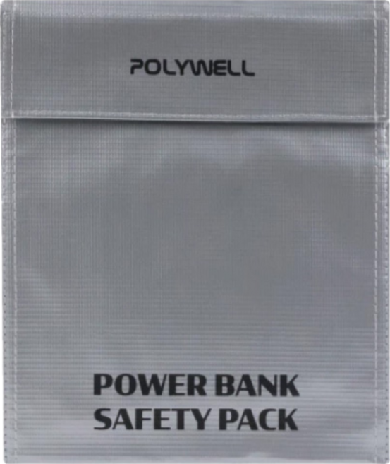 POLYWELL 行動電源收納袋 防火阻燃絕緣保護袋 各類電池適用 安全防爆袋【DZ0251】, 1個, 4.灰18×23cm
