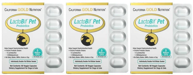 [2+1] CGN 캘리포니아 골드 뉴트리션 락토비프 반려동물 펫 애완견 50억 60정 베지캡슐 유산균 프로바이오틱스 CFU LactoBif 강아지 고양이 - 쿠팡