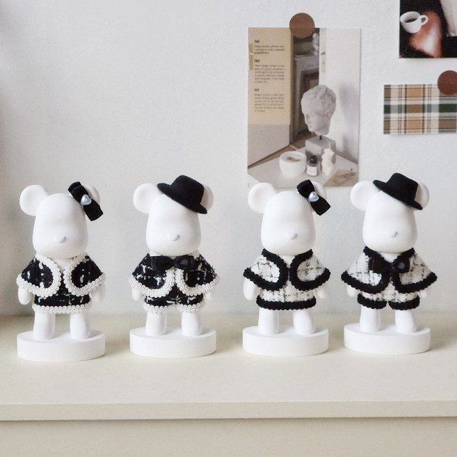 인테리어소품 추천- 미니 베어브릭 석고방향제 개업선물 생일선물 (12cm), 블랙여, 없음, 잉글리쉬페어&프리지아