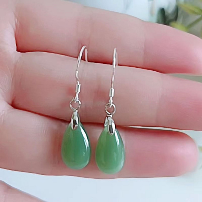 ROYALBELLE 여성 실버 유리 물방울 드롭 귀걸이 우아한 귀걸이 K072608