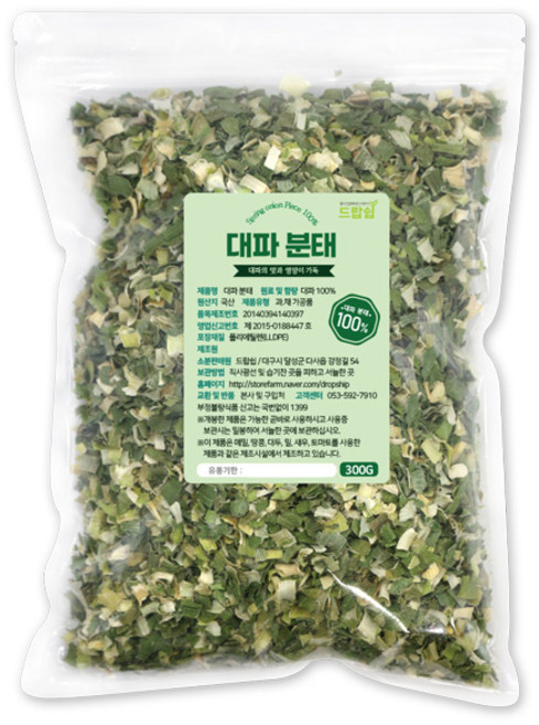 대파분태(국산) 300g/말린/건조/대파/파/분태/후레이크/분말/가루/파우더/생식/선식/천연/조미료/찌개/양념/국물, 1개, 대파분태(국산) 300g
