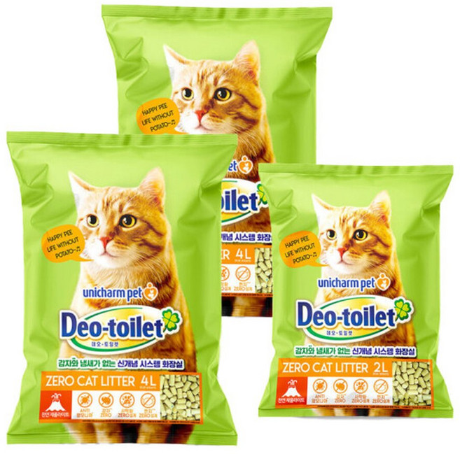 데오토일렛 고양이모래 4L 2개 + 2L