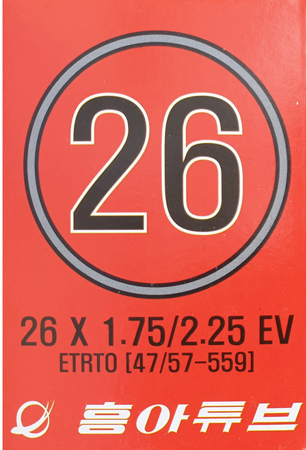 1+1 흥아 26x1.95/1.75-2.125 EV 26인치 MTB 자전거 튜브 던롭, 2개
