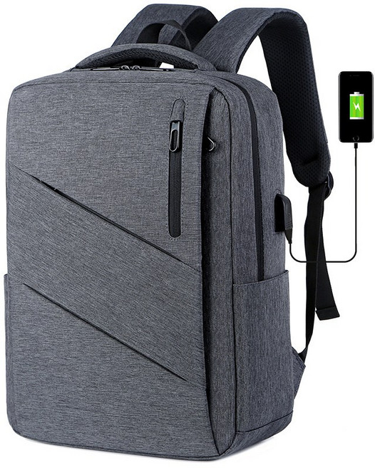 백팩 남성 17인치 노트북 가방 책가방 캐주얼 비즈니스 백팩 남성 백팩, 단일 레이어 다크 그레이