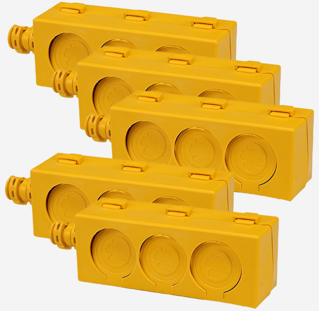 천지몰 콘센트보호커버 유성 3구 황색(고무), 5개