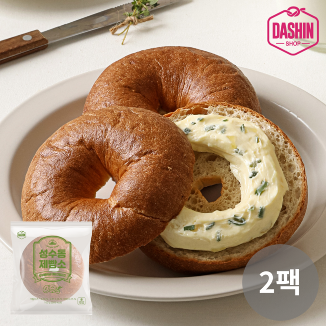 [다신샵] 성수동제빵소 쫄깃 두부베이글 대파크림치즈, 2개, 100g