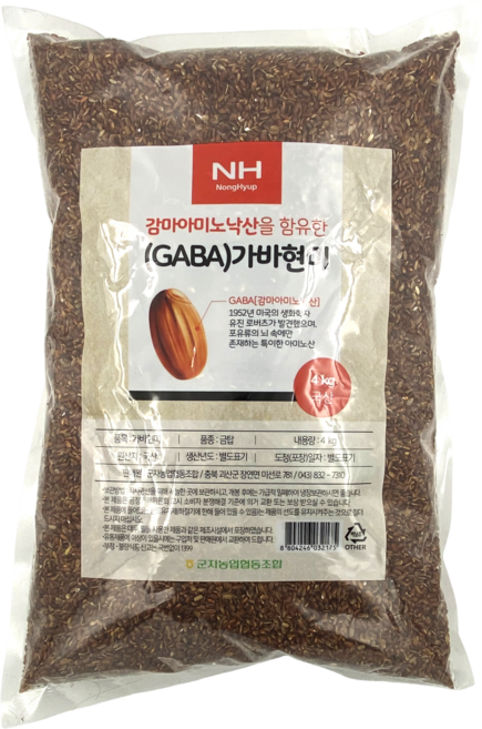 농협 2025년 햇곡 국산 가바 현미 (감마아미노낙산), 1개, 4kg