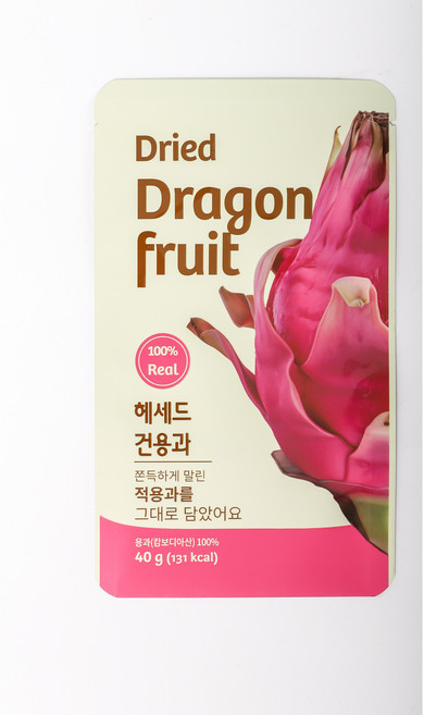 헤세드 건용과 순수 용과 100% 그대로 말린 무설탕 무첨가 쫀득한 말린 용과 슬라이스, 1개, 40g