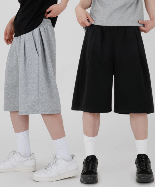 [2PACK] 사이드핀턱 버뮤다팬츠 와이드 반바지