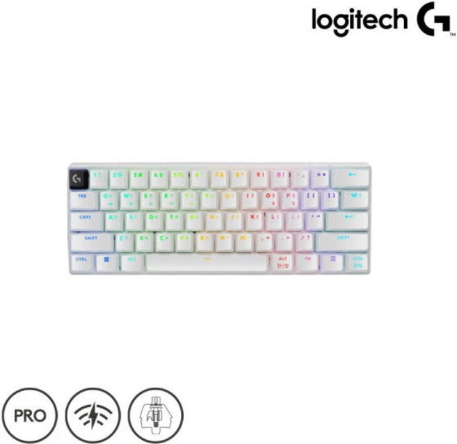 로지텍 PRO X 60 LIGHTSPEED 게이밍 키보드, 화이트 리니어, YR0090, 적축