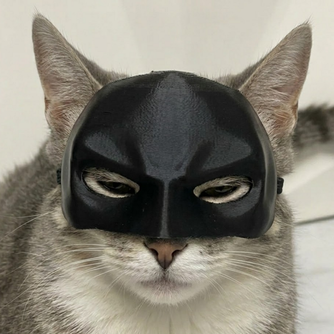 고양이 베트가면 배트켓 마스크 할로원 코스프레 동물 가면, 1개, 블랙 L