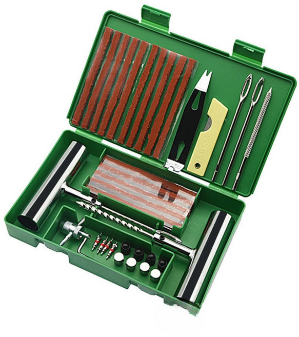tinduo 펑크수리키트 타이어 수리공구 58종 세트, 녹색, 1세트
