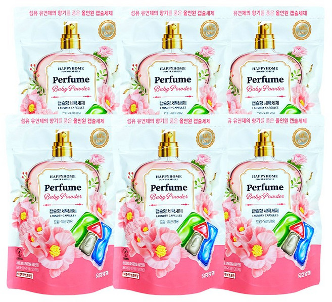 해피홈 퍼퓸 파워캡슐 베이비파우더, 30개입, 6개