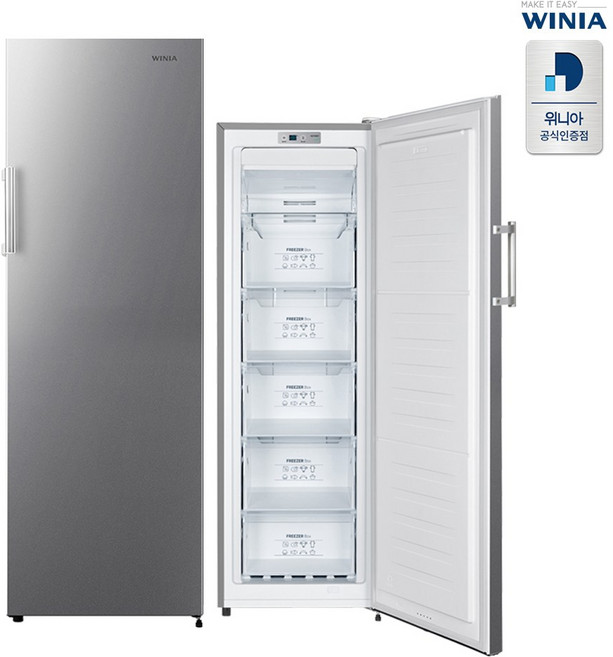 위니아 냉동고 192리터 실버 VWFU196HEMDSO(A) 선반식/서랍식 수납공간 (기사 방문 설치), 위니아 냉동고 VWFU196HEMDSO(A), 보여진 바와 같이