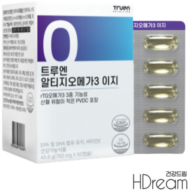 트루엔 알티지 오메가3 이지 3중 기능성 혈행 개선 혈액순환 두뇌 건강 HD 트루엔오메가, 1개, 60정