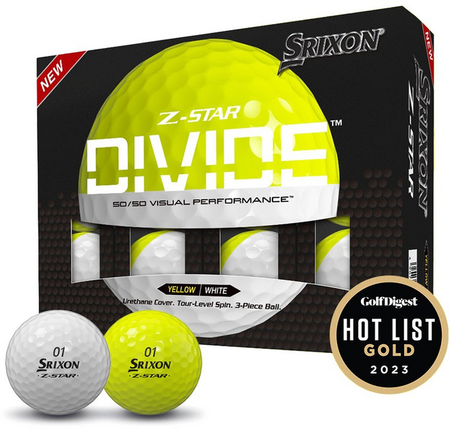 스릭슨 제트스타 디바이드 골프공 3피스 Z-STAR 7 DIVIDE, WHITE + YELLOW, 12개입, 1개
