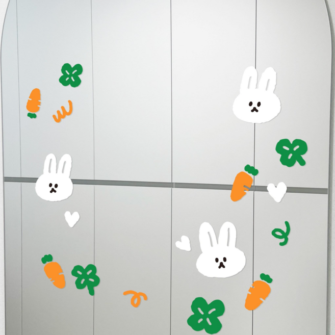 2c274 토끼당근 인테리어 스티커 귀여운 거울 포토존 꾸미기, 2C274토끼당근 화이트