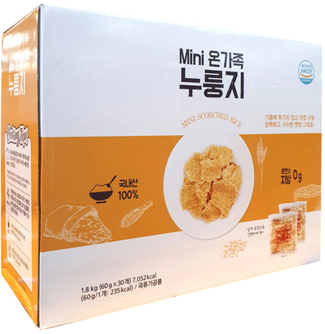 온가족 누룽지 미니 60gx30입, 60g, 1개