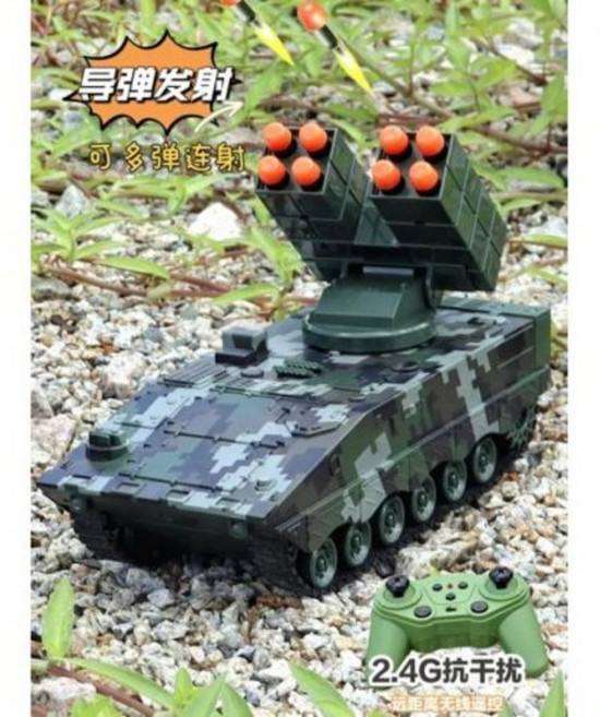새로운 군사 전쟁 Rc 미사일 차량 전투 탱크 리모컨 장난감 사격 총알 모델 전자 음향 광학 2.4g, 1) RC Missile vehicle, 1개